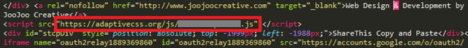JS-sniffer code injected into the website's HTML code