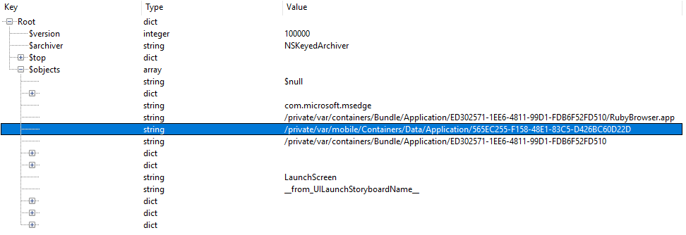 Exported binary plist contents - Microsoft Edge