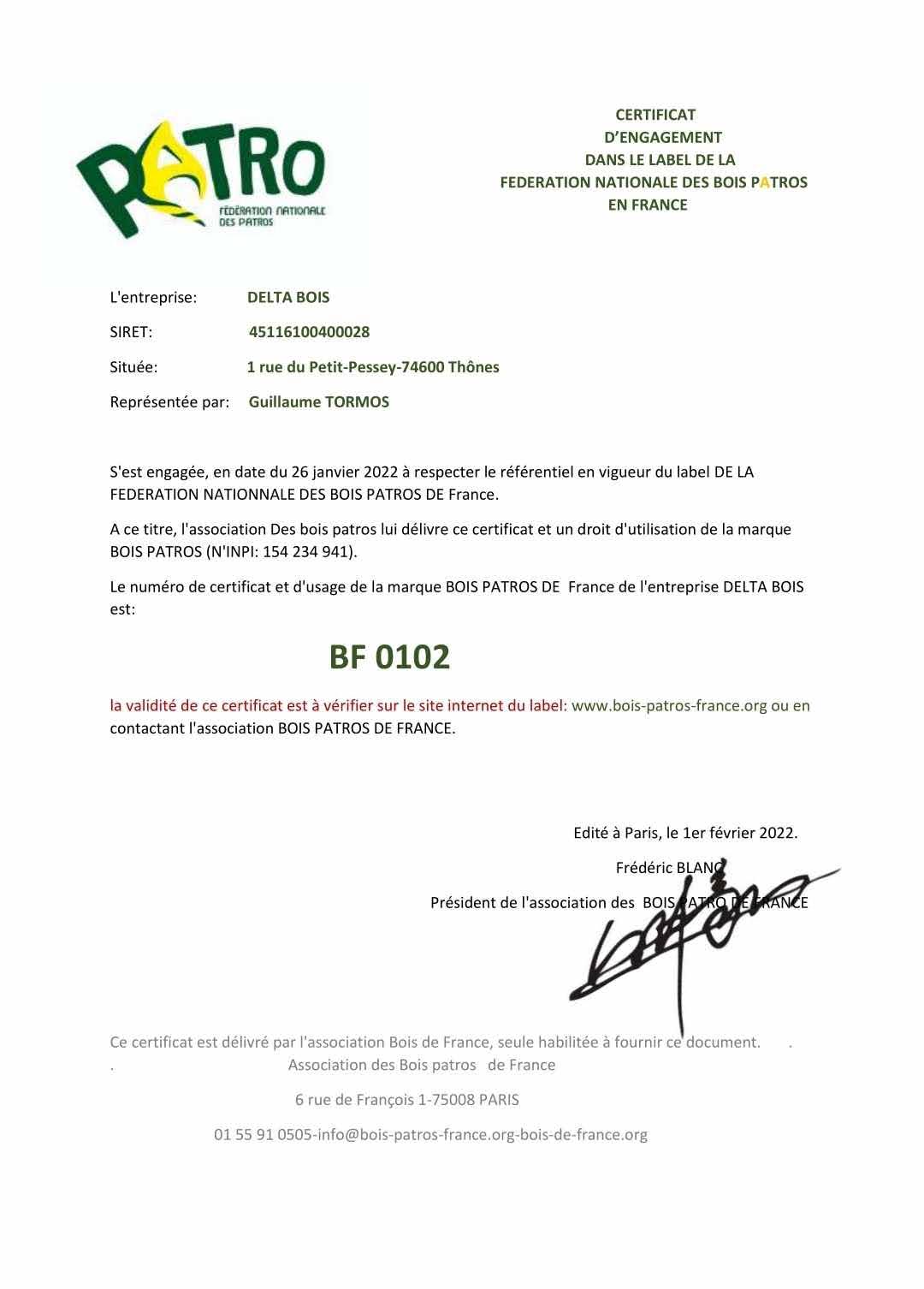 Figure 10. A fake Patro certificate sent by the scammer.