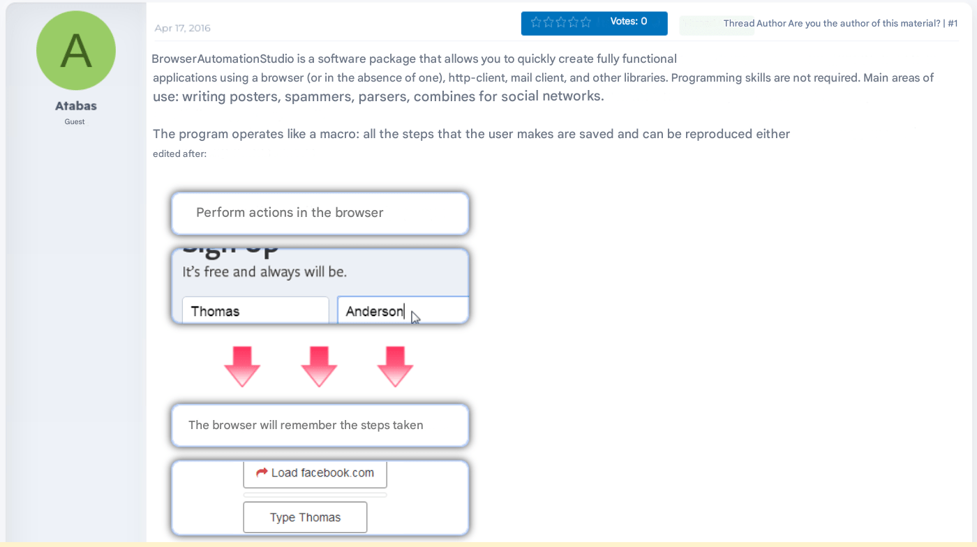 Figure 10. First known Bablosoft-related post, originally in Russian, and translated into English.