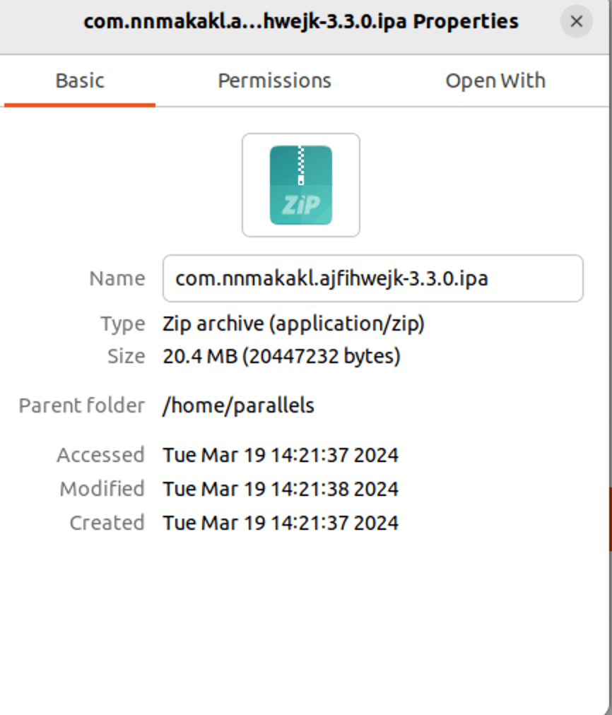 The result is an iOS App Store package (IPA) file of the app