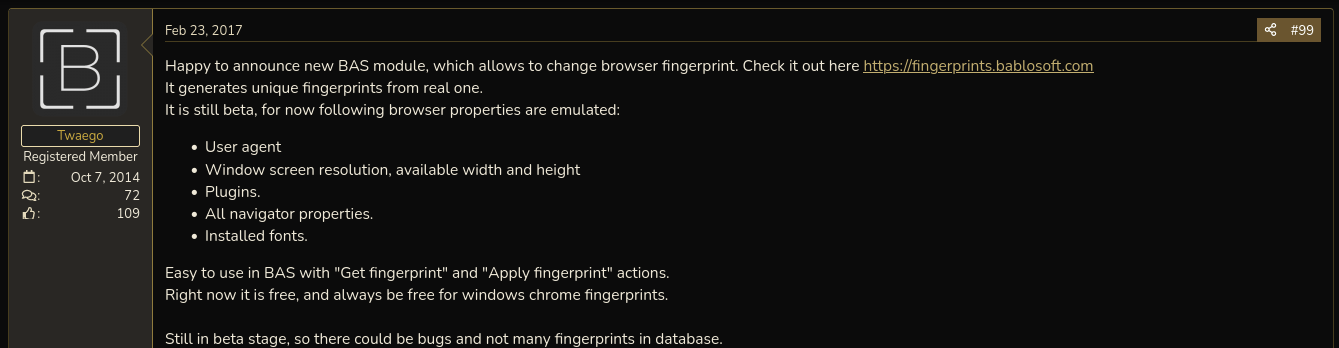 Figure 11. Introduction of the BAS module to change fingerprints.