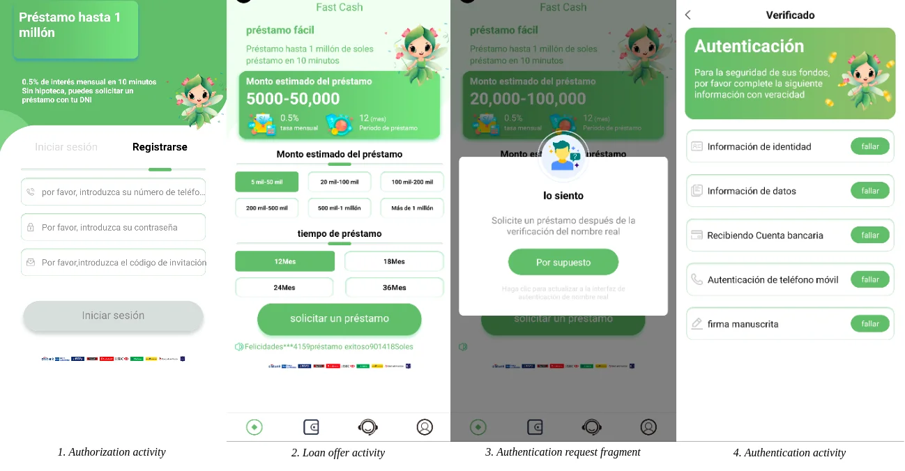 Fake loan request stages