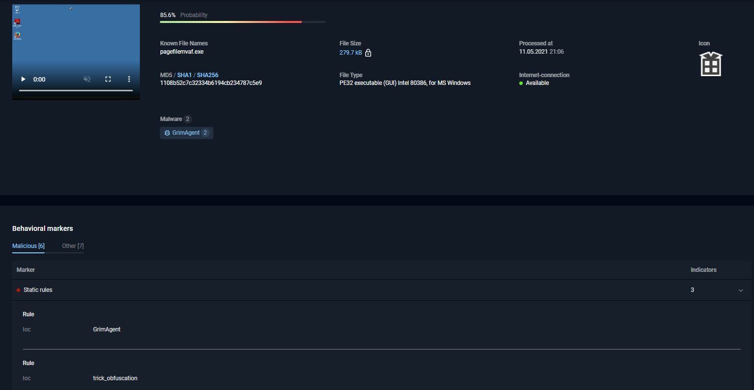 Group-IB Managed XDR detecting GrimAgent malware