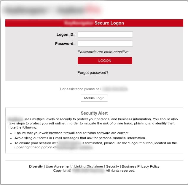 A phishing page to which a user was redirected after downloading a malicious Hancitor load