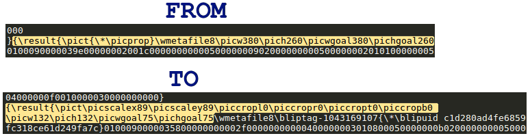 Signatures (marked in red) before and after the shellcode have not been changed
