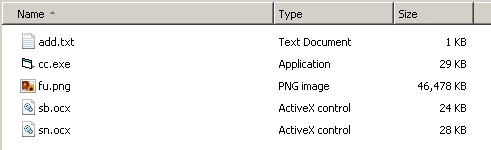 List of files in the SFX CAB archive