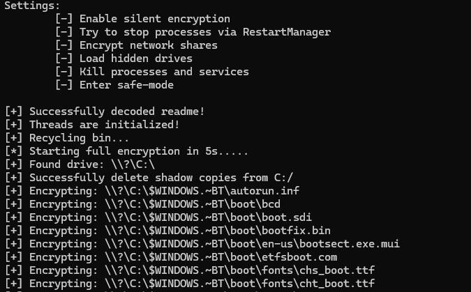 Figure 16. Verbose logs during encryption