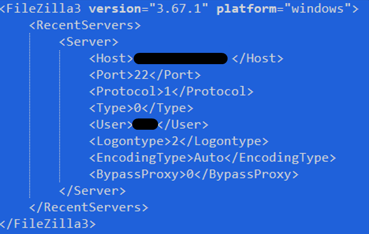 Figure 16. Screenshots showing the Extract Filezilla configuration uploaded on different hosts Figure 17. Screenshots showing the Extract Filezilla configuration uploaded on different hosts