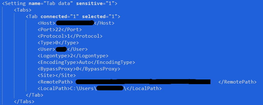 Figure 16. Screenshots showing the Extract Filezilla configuration uploaded on different hosts Figure 17. Screenshots showing the Extract Filezilla configuration uploaded on different hosts