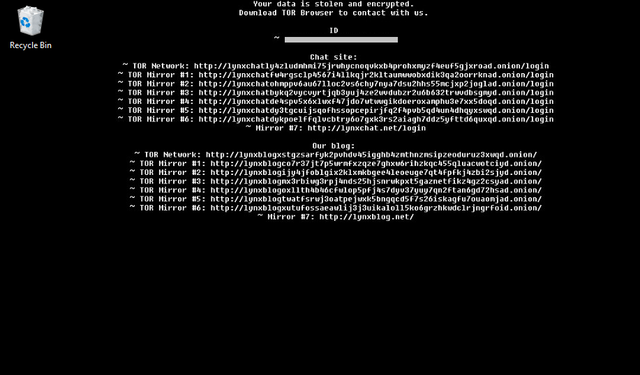 Figure 18. Ransom note set as wallpaper