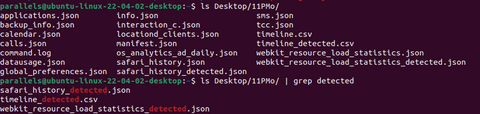 The detected results are saved in separate files with "_detected" ending