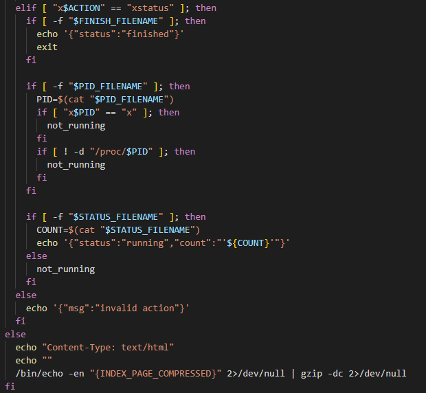 Fragment of the shell script template in the body of DeadBolt