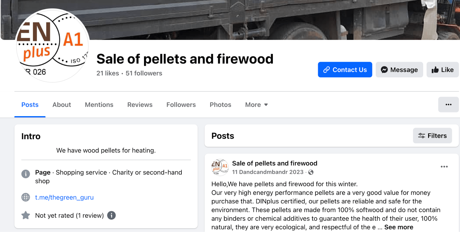 Figure 2. A series of screenshots of scammers’ posts on Facebook, claiming to sell pellets and firewood. Note that these screenshots were originally in French, and have been auto-translated for the purposes of this article.
