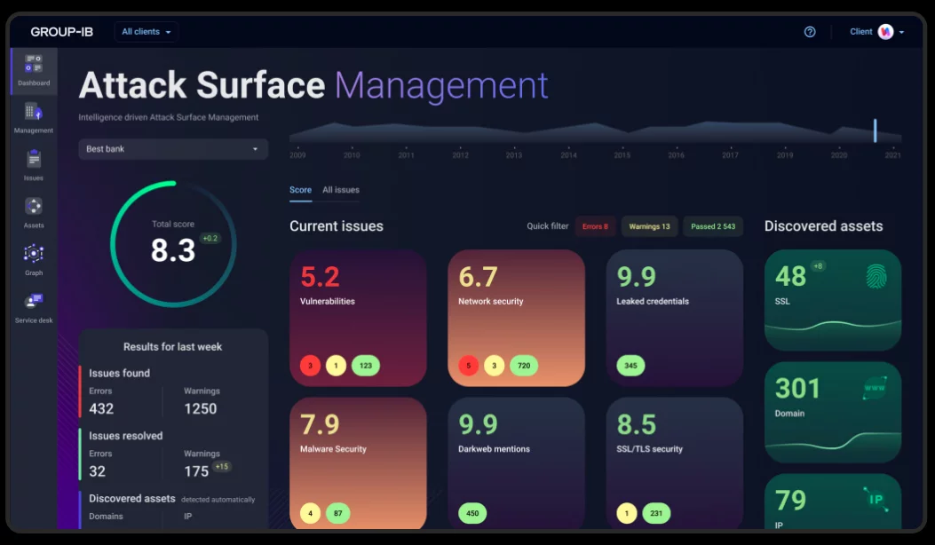 screenshot of attack surface management solution