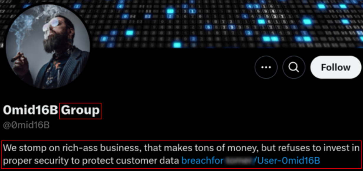 Figure 21. 0mid16B’s account on X (formerly Twitter).