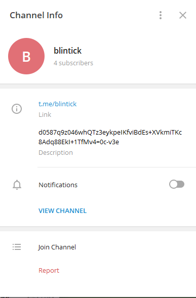 blintick Telegram channel and its description