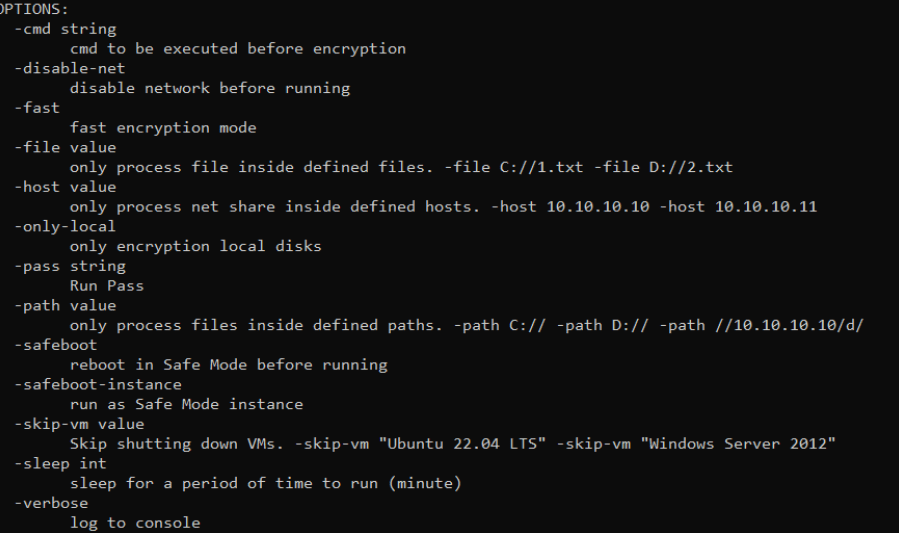 Figure 23. Sample ransomware execution options
