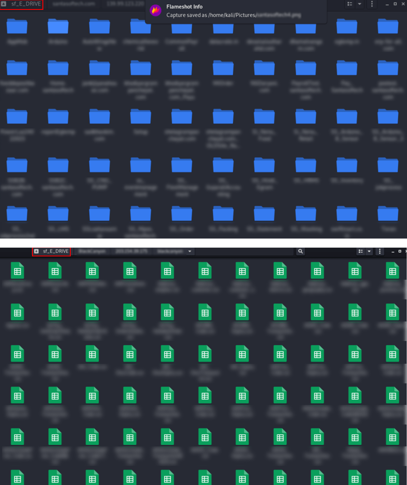 Figure 24. A comparison of media folder structures between GHOSTR (above) and 0mid16B (below).