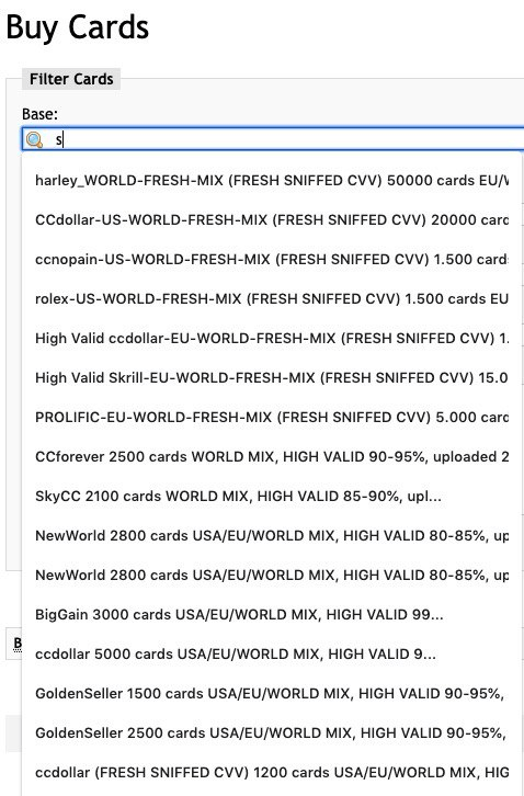 Fake Joker's Stash card database names