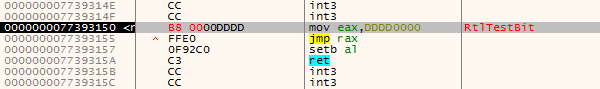 Code of the modified function RtlTestBit Bablock