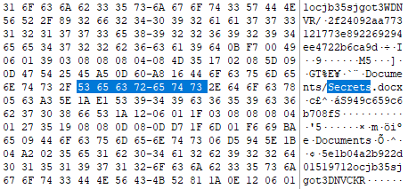 Information about a deleted file found in the database's free space