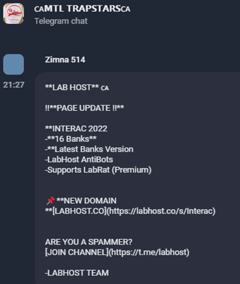 The third account promoting "LabHost"