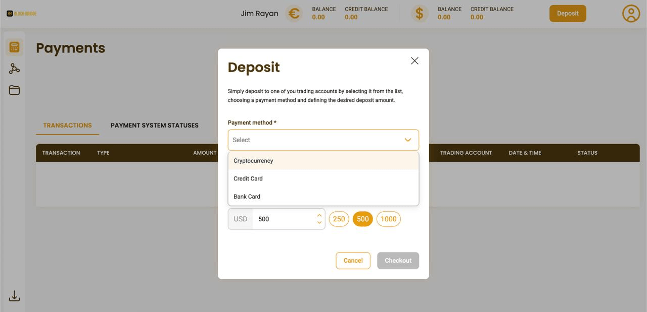 Figure 31, Screenshot of a scam AI trading platform interface, displaying payment method options