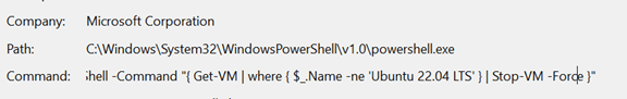 Figure 35. The command to shut down virtual machines on Hyper-V