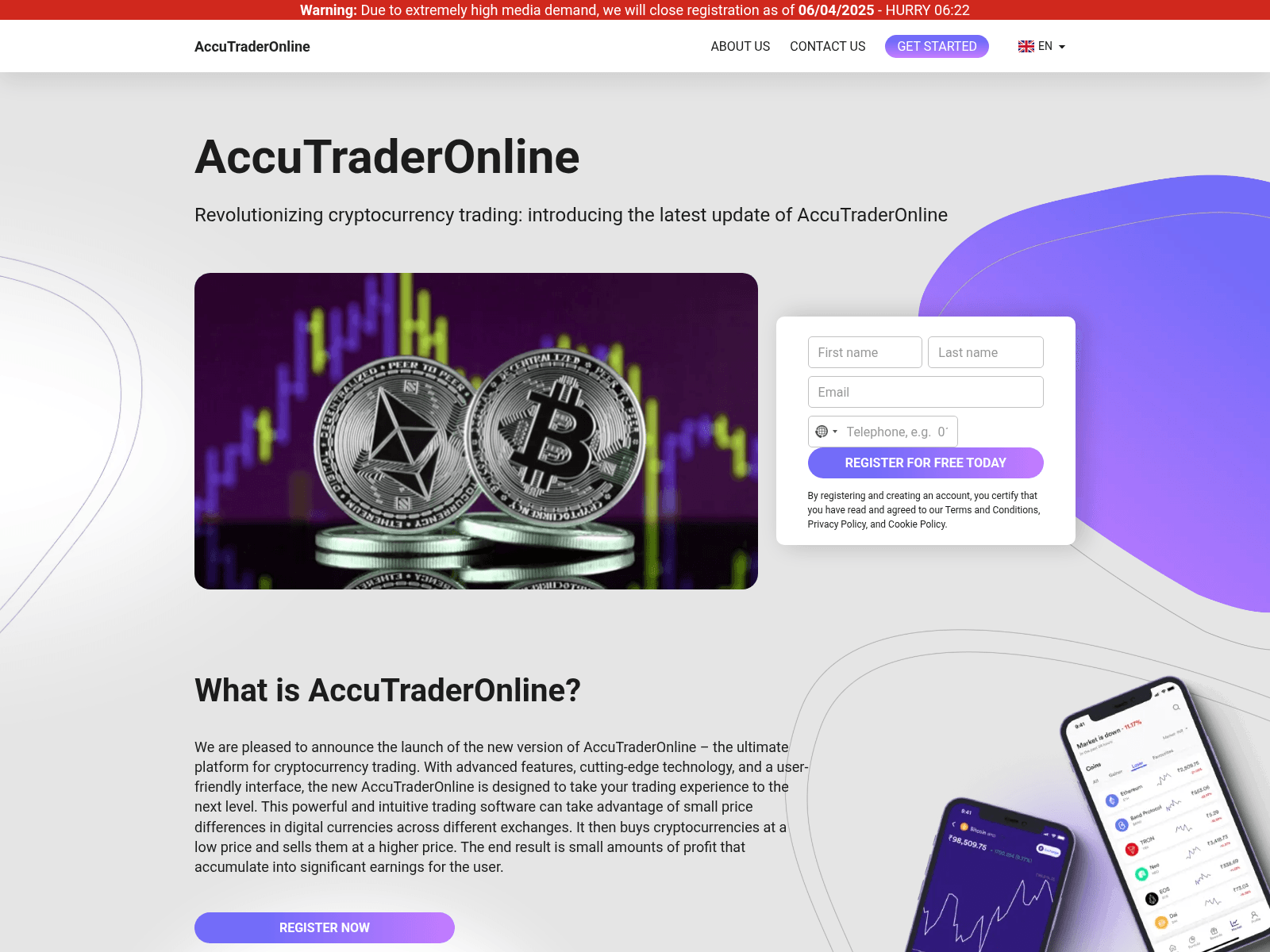 Figure 39, Screenshot of a scam AI trading platform titled “AccuTraderOnline”