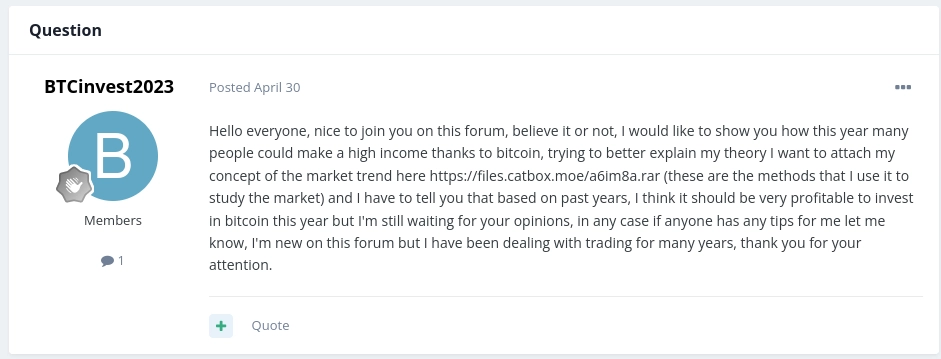 4 Example of a post made by threat actor