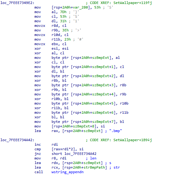 String obfuscation in the bablock ransomware