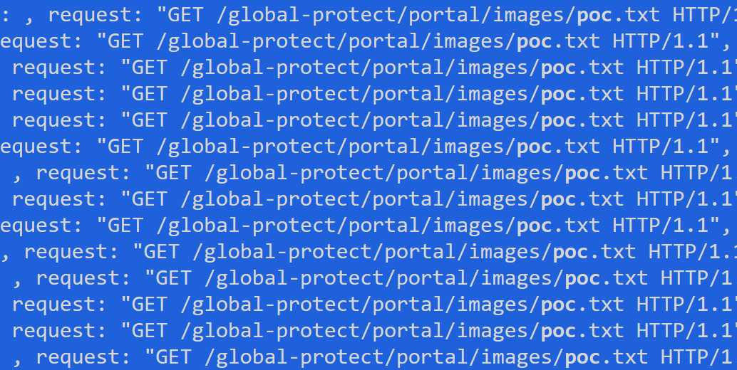 Figure 4. Extract of logs showing part of the attempts to exploit the vulnerability