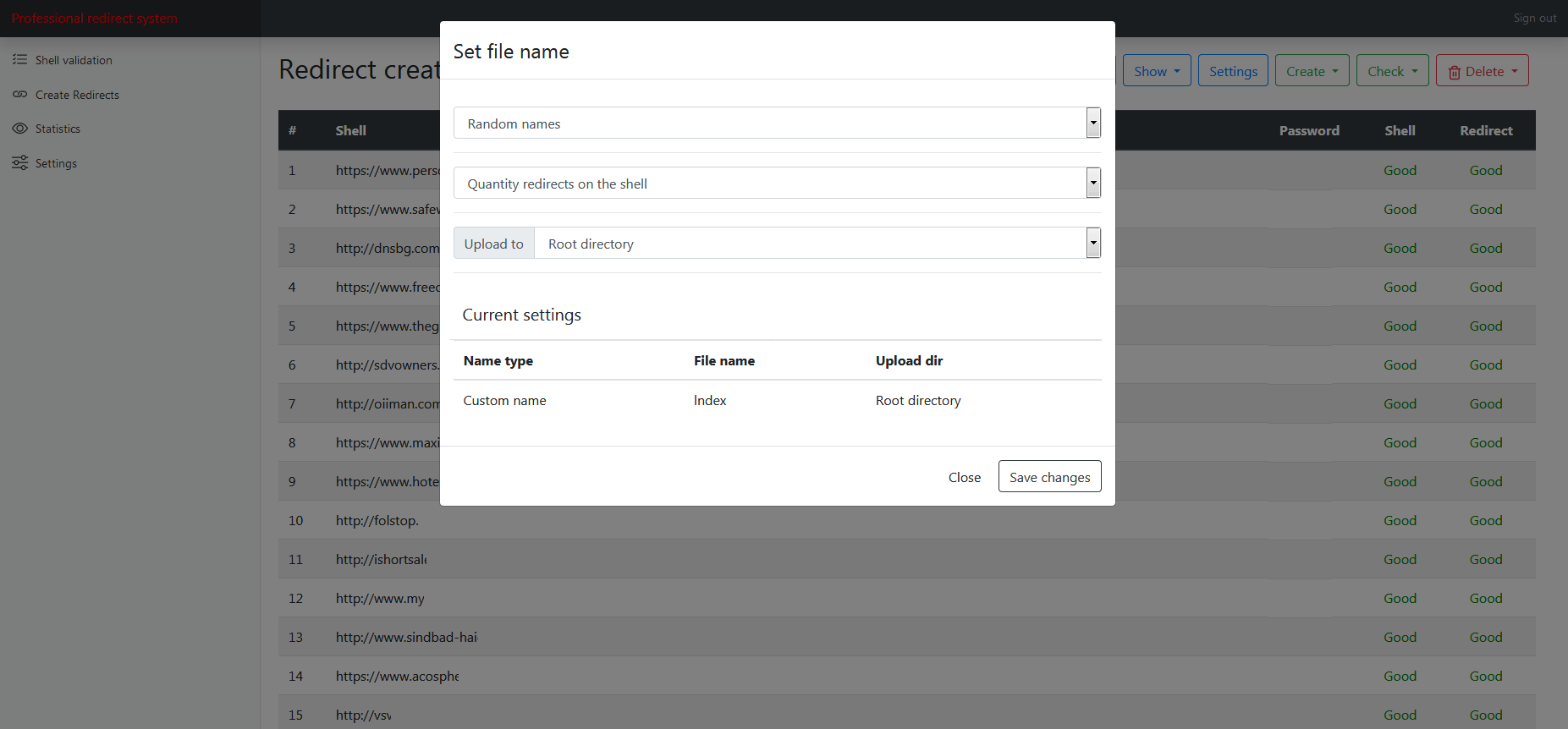 Screenshots from Prometheus TDS admin level