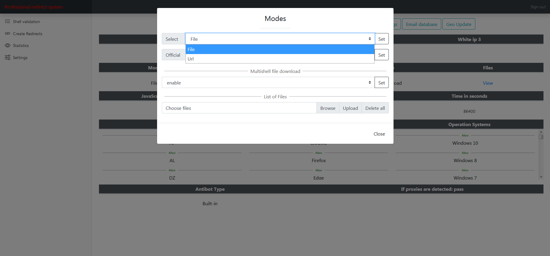 Screenshots from Prometheus TDS admin level