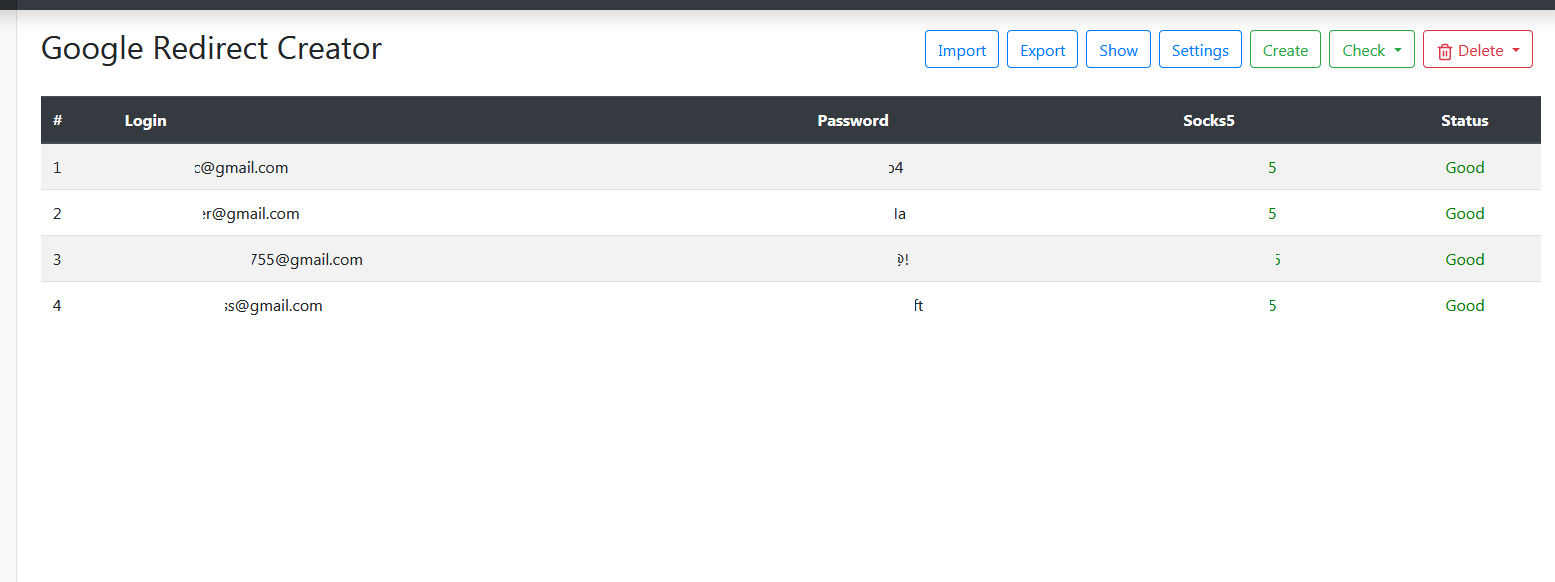 Screenshots from Prometheus TDS admin level