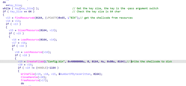 Figure 46. A screenshot of the encrypted Shellcode drop