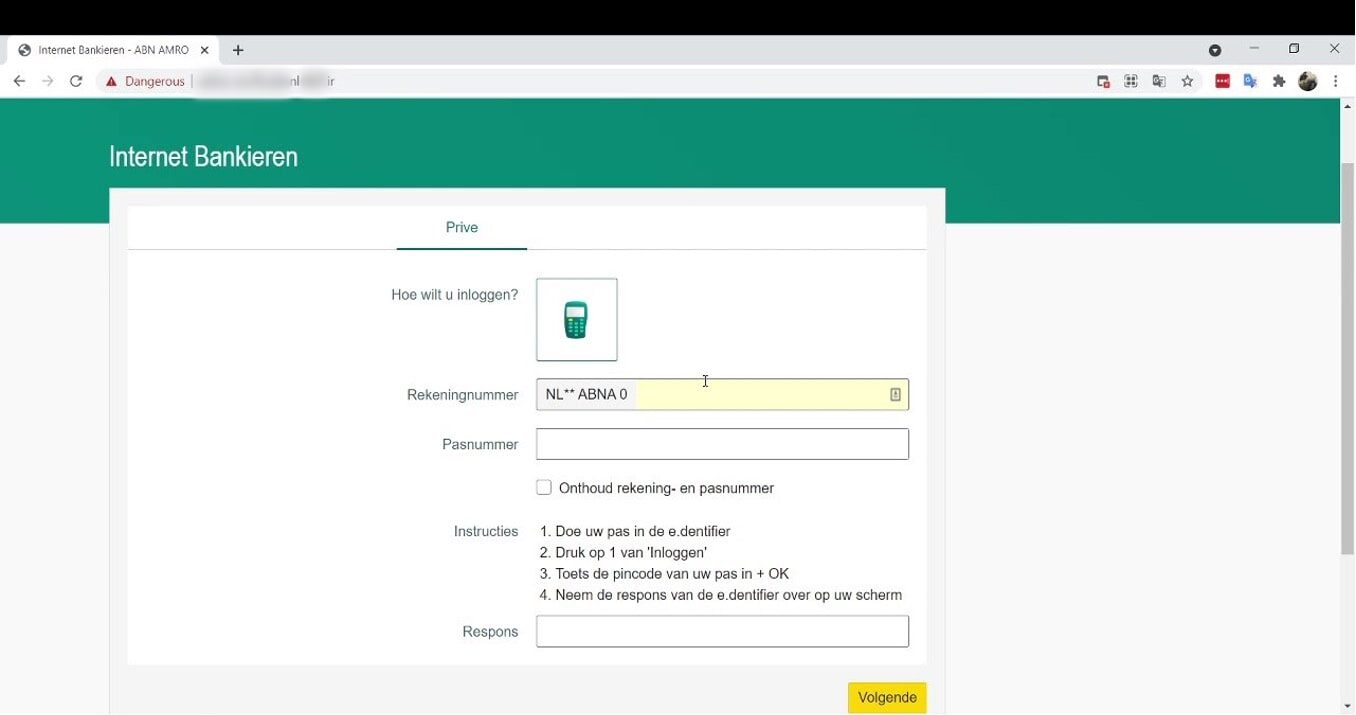 phishing website screenshot