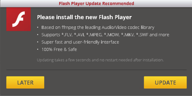 Fake Adobe Flash Player update window