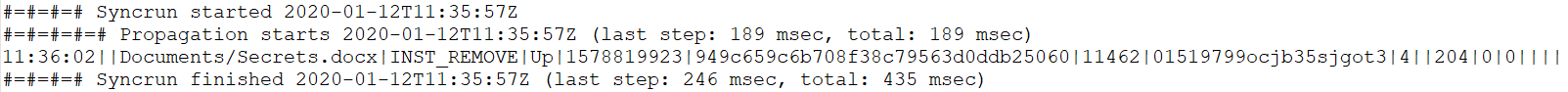 Information about file deletion obtained from Nextcloud_sync.log