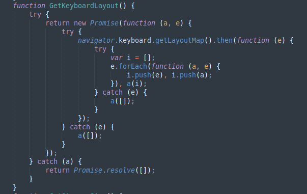 Figure 5. Function that collects information about keyboard layout. 