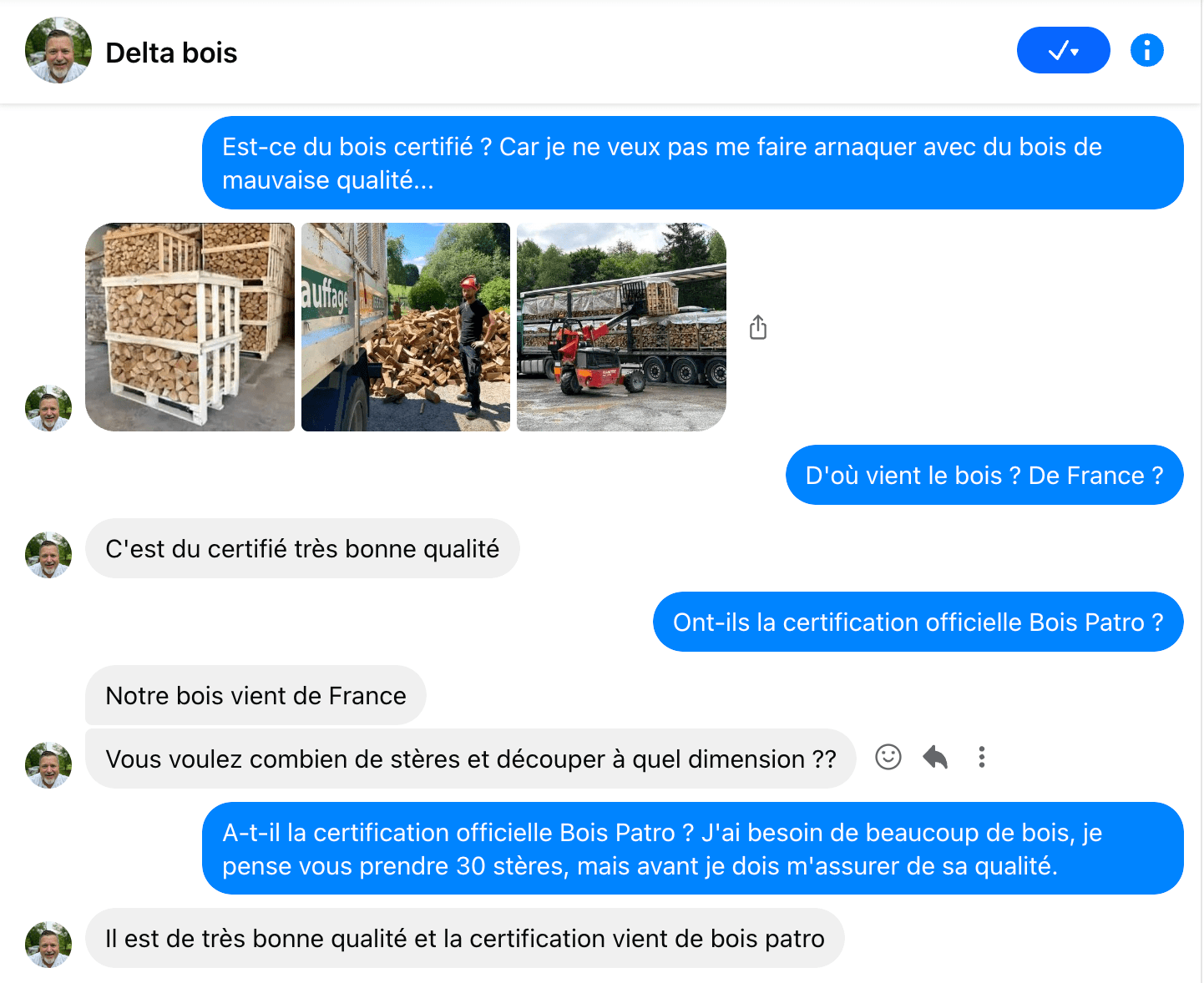 Figure 5. Screenshots of the continuing conversation between the scammer (“Delta bois”) and Group-IB’s CERT analyst on Facebook Messenger, in French and translated into English.