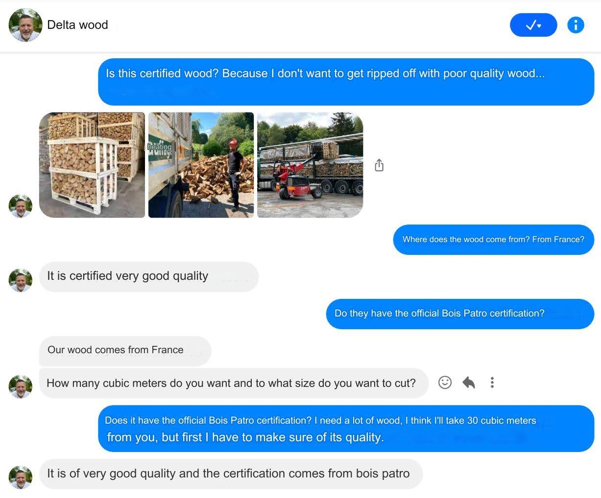 Figure 5. Screenshots of the continuing conversation between the scammer (“Delta bois”) and Group-IB’s CERT analyst on Facebook Messenger, in French and translated into English.