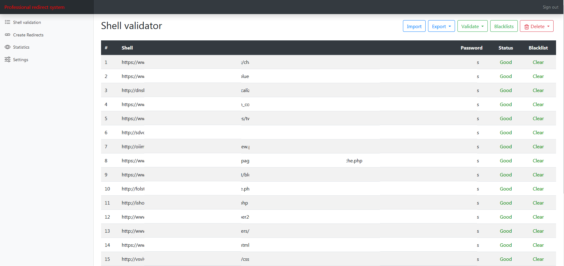Screenshots from Prometheus TDS admin level