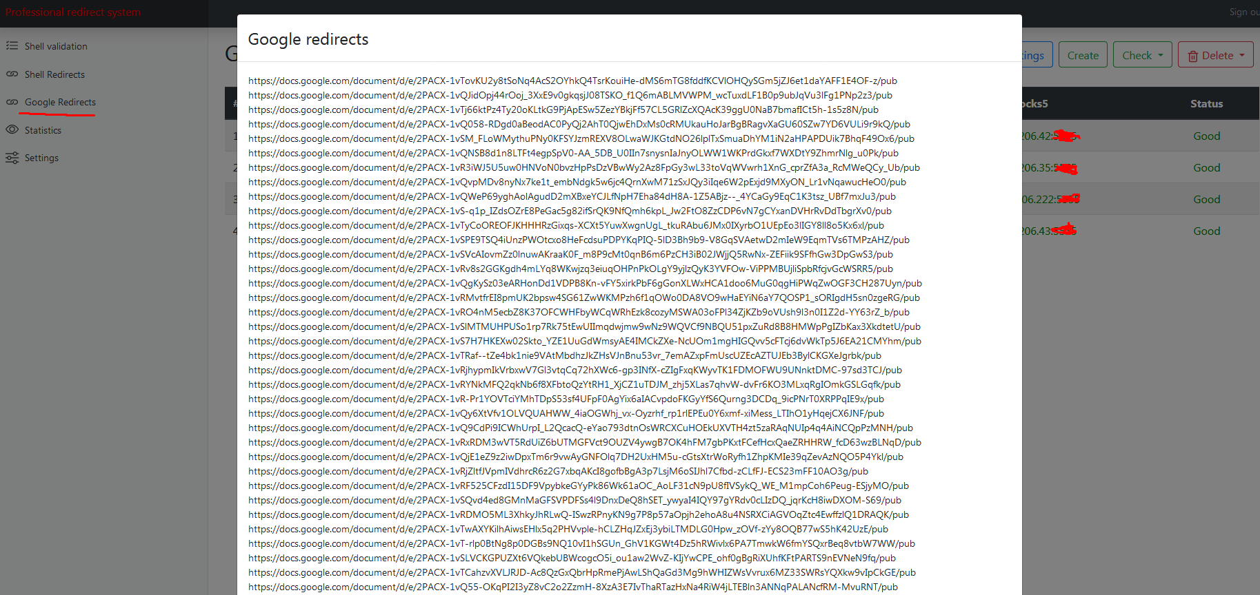 Screenshots from Prometheus TDS admin level