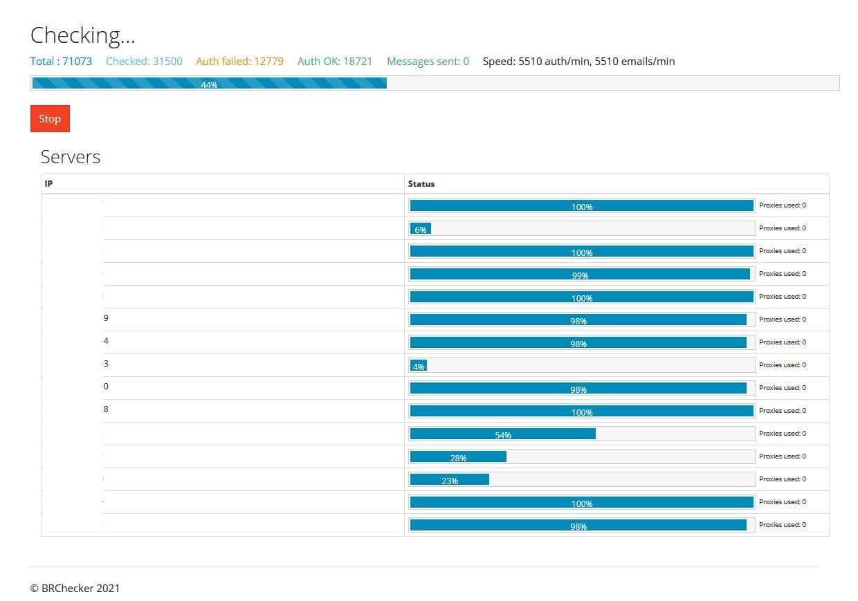 Screenshots of BRChecker admin panel